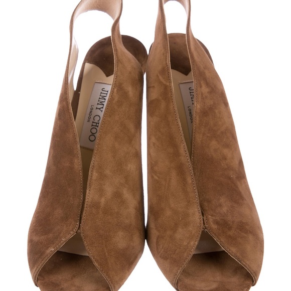 Jimmy Choo “Shar” heeled open toe slingback sandals in Brown suede, NWOT, sz 40 - Picture 3 of 10